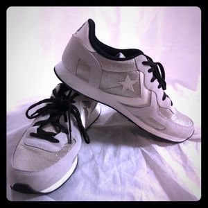 Gold glitter/white converse sneakers